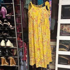 Yellow Floral Sleeveless Dress